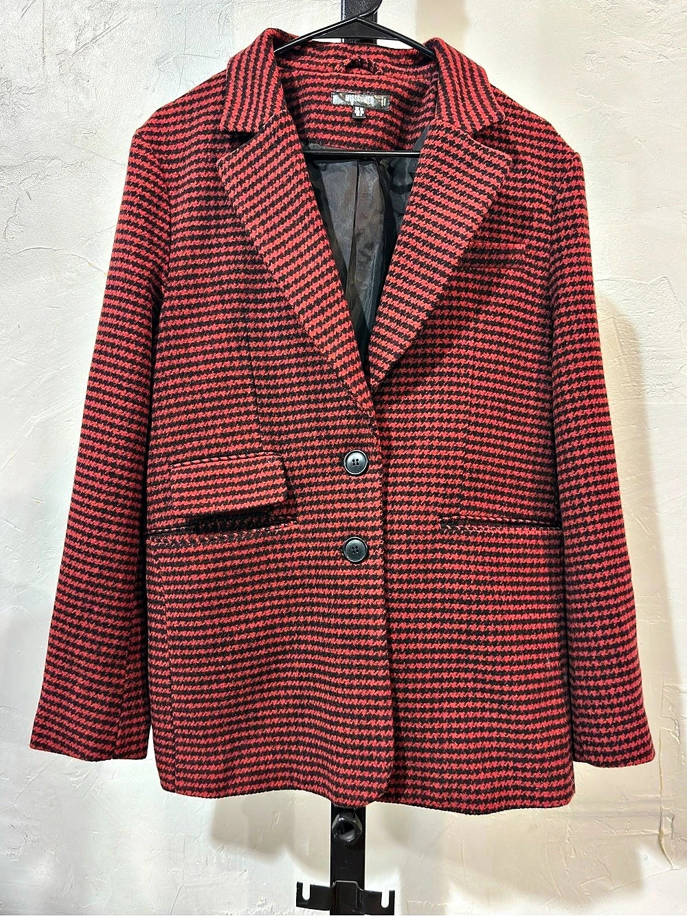 Missguided Red & Black Houndstooth Blazer